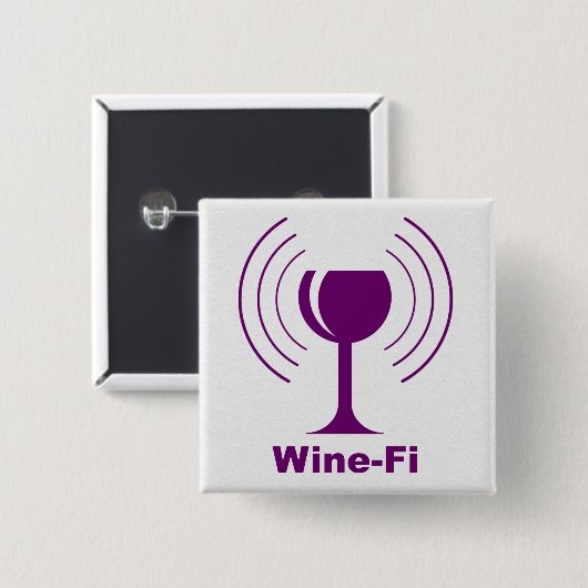 Wine-Fi Waves Lila Weinglas Button (Vorne & Hinten)