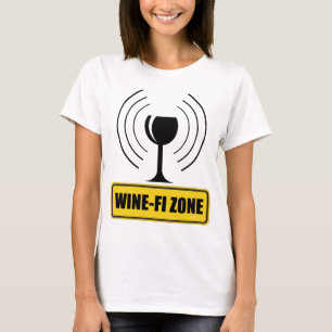 Wine-Fi Zone Funny Wine Glass WiFi Wellen T-Shirt