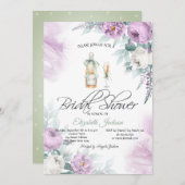 Wine Flasche Glas Violett Rose Dosen Einladung (Vorne/Hinten)