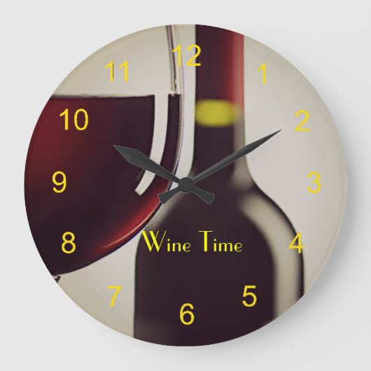 Wine Flasche und Glas Design Wand-Uhr Große Wanduhr (Vorderseite)