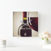 Wine Flasche und Glas Design Wand-Uhr Quadratische Wanduhr (Zuhause)