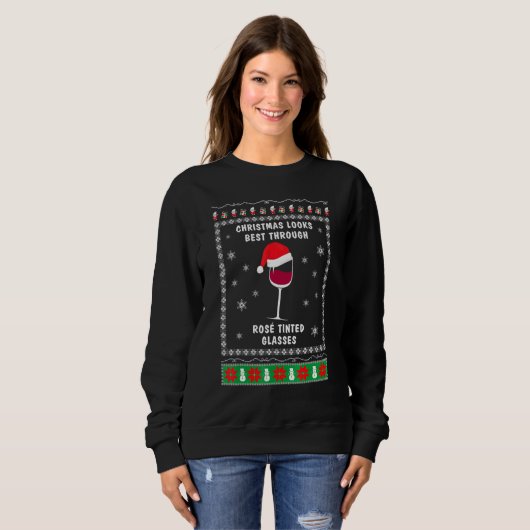 Wine for christmas Ugly xmas 1 Sweatshirt (Vorne ganz)