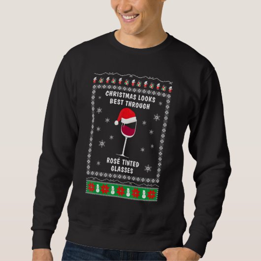 Wine   for christmas  Ugly xmas 1 Sweatshirt (Vorderseite)