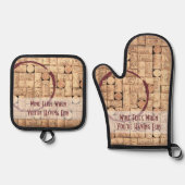 Wine Funny Ofenhandschuh & Topflappen-Set (Vorderseite)