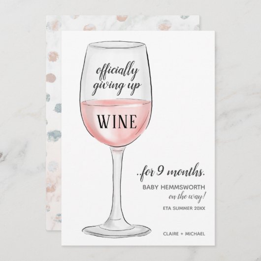 Wine Funny Pregnancy Announcement Card geben Ankündigung (Vorne/Hinten)