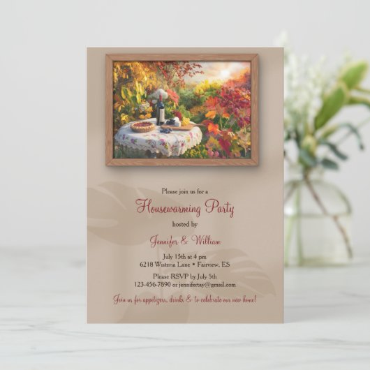 Wine Garden Art Wand Rahmen Herbst Party Einladung (Stehend Vorderseite)