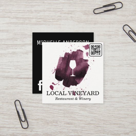 Wine Glass | Ausdruckspinsel | QR-Code Quadratische Visitenkarte (Vorderseite/Rückseite Beispiel)