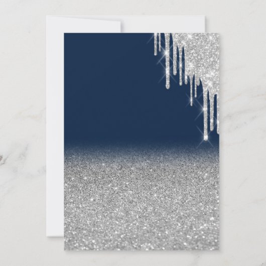 Wine Glass Balloons Glitzer Tropfen Blue Retiremen Einladung (Rückseite)