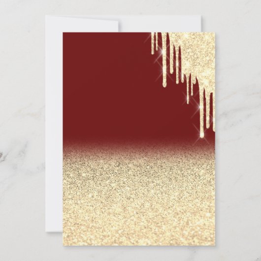 Wine Glass Balloons Glitzer Tropfen Red Quinceañer Einladung (Rückseite)