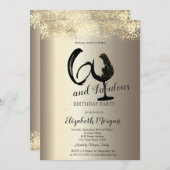 Wine Glass Gold Confetti 60th Birthday Einladung (Vorne/Hinten)