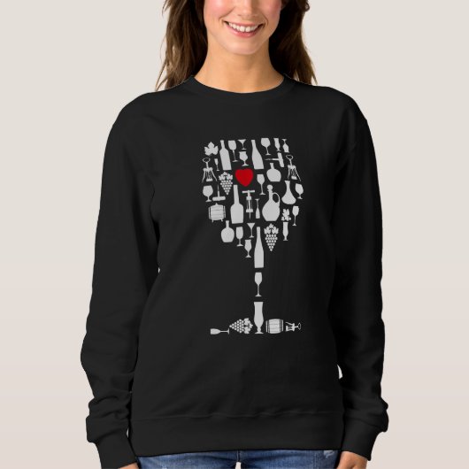 Wine Glass Heart Wine 1 Sweatshirt (Vorderseite)