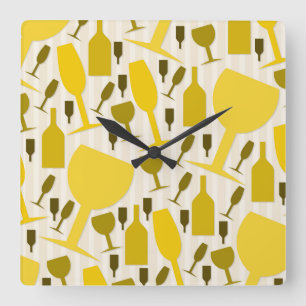 Wine glass pattern quadratische wanduhr