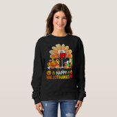 Wine Glass Thankgiving Happy Hallothanksmas Costu Sweatshirt (Vorne ganz)