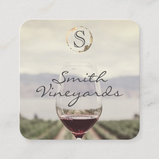 Wine Glass | Weinberg Quadratische Visitenkarte (Vorderseite)