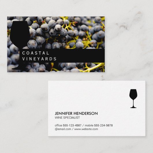 Wine Glass | Weinberg | Sommelier | Weintrauben Visitenkarte (Vorne/Hinten)