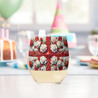 Wine Glass with Colors of England Weinglas Ohne Stiel