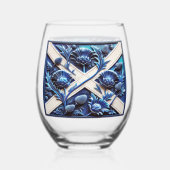 Wine Glass with flag of Scottish Thistles Weinglas Ohne Stiel (Vorderseite)