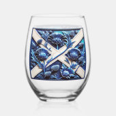 Wine Glass with flag of Scottish Thistles Weinglas Ohne Stiel (Rückseite)