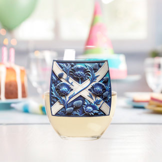 Wine Glass with flag of Scottish Thistles Weinglas Ohne Stiel