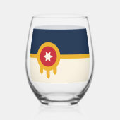 Wine Glass with flag of Tulsa City, USA Weinglas Ohne Stiel (Rückseite)