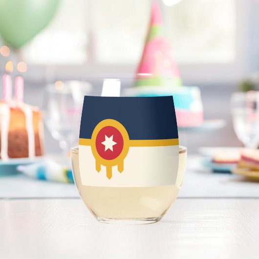 Wine Glass with flag of Tulsa City, USA Weinglas Ohne Stiel (Insitu (Geburtstag))