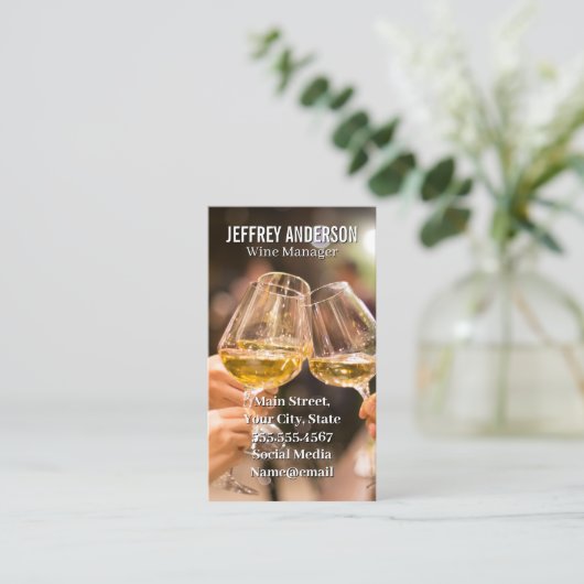 Wine Glasses Cheers | QR-Code Visitenkarte (Stehend Vorderseite)