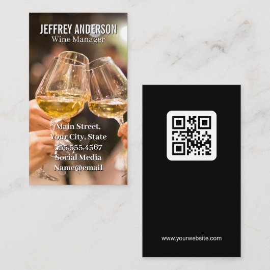 Wine Glasses Cheers | QR-Code Visitenkarte (Vorne/Hinten)