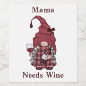 Wine Gnome Mama Weinkultur und Erde Weinetikett (Einzelnes Label)