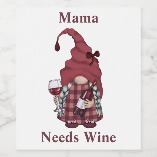 Wine Gnome Mama Weinkultur und Erde Weinetikett (Einzelnes Label)