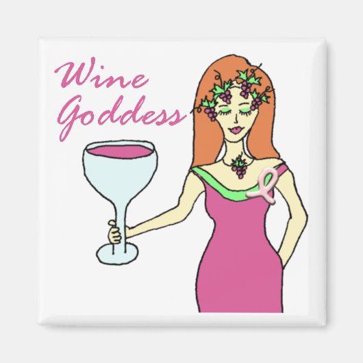 Wine Goddess Pink Ribbon Brustkrebs Bewusstsein Magnet (Vorne)