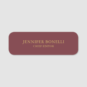 Wine & Gold Color Beruflich Trendy Moderne Schlich Namensschild