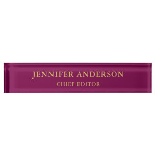 Wine Gold Colors Beruflich Trendy Moderne Schlicht Namensplakette