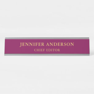 Wine Gold Colors Beruflich Trendy Moderne Schlicht Schreibtischnamensplakette