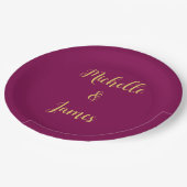 Wine & Gold Farben Beruflich Trendy Moderne Pappteller (Schrägansicht)