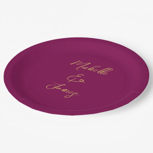 Wine & Gold Farben Beruflich Trendy Moderne Pappteller (Schrägansicht)