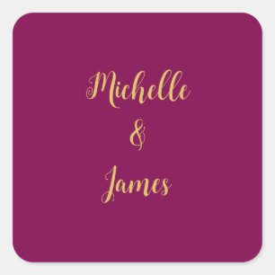 Wine & Gold Farben Beruflich Trendy Moderne Quadratischer Aufkleber