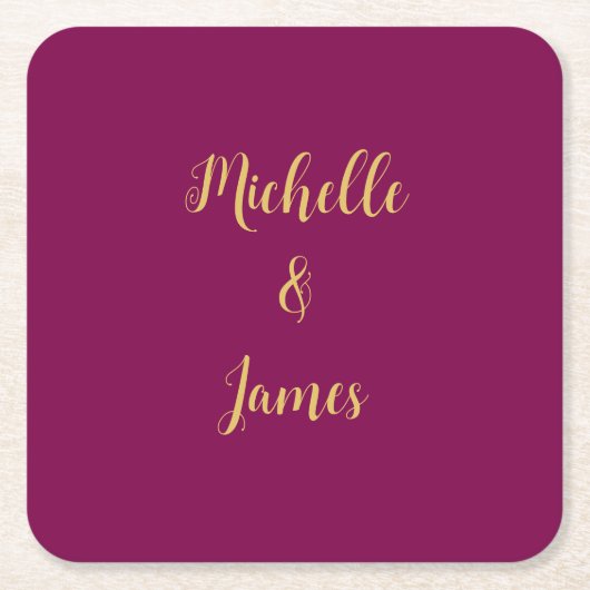 Wine & Gold Farben Beruflich Trendy Moderne Rechteckiger Pappuntersetzer (Vorderseite)