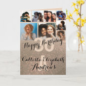 Wine Gold Glitzer Foto Collage Happy Birthday Karte (Gelbe Blume)