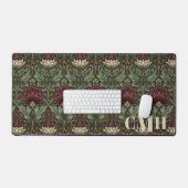 Wine Green Vintag William Morris Floral Monogram Schreibtischunterlage (Tastatur & Maus)