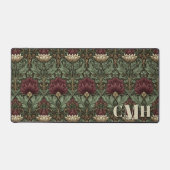 Wine Green Vintag William Morris Floral Monogram Schreibtischunterlage (Vorderseite)