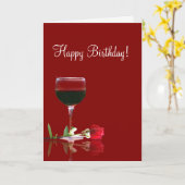 Wine Happy Birthday Friend Card Karte (Gelbe Blume)