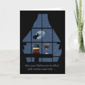 Wine Happy Halloween Wicked Hexe Karte (Vorderseite)