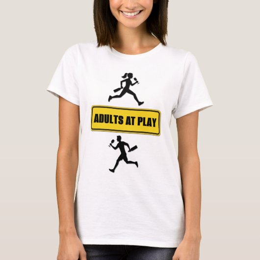 Wine Humor Adults at Play Yellow Road Sign T-Shirt (Vorderseite)