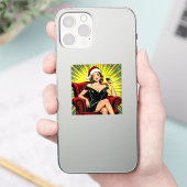 Wine Humor Retro Pop Art Christmas Aufkleber (Telefon)