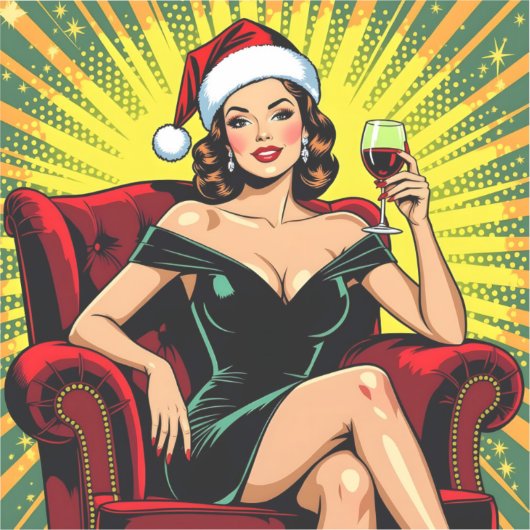 Wine Humor Retro Pop Art Christmas Aufkleber (Vorderseite)