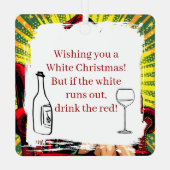 Wine Humor Retro Pop Art Christmas Ornament Aus Metall (Rückseite)