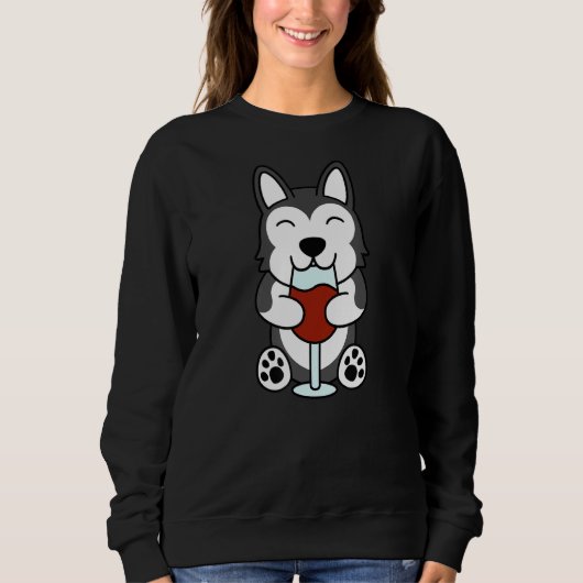Wine Husky Dog Sweatshirt (Vorderseite)
