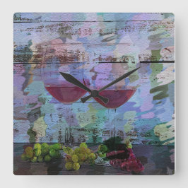 Wine Impressions Digital Art Clock Quadratische Wanduhr