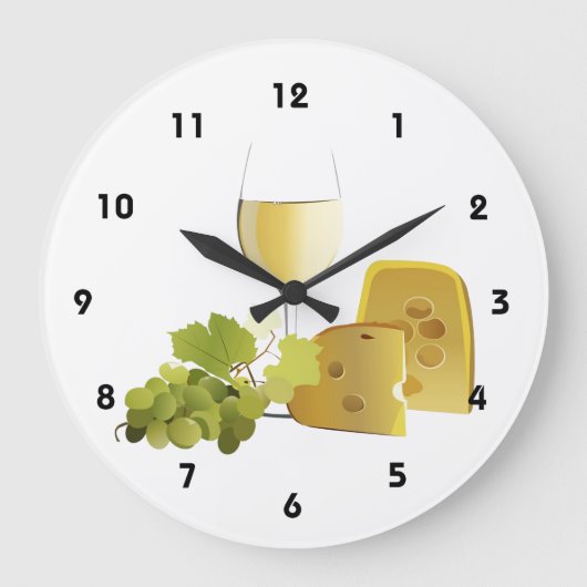 Wine & Käse Wall Clock Große Wanduhr (Vorderseite)