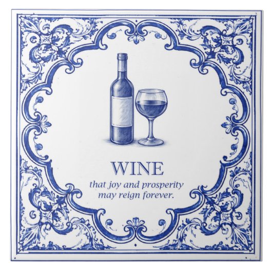 Wine Kitchen Blessing Blue Italian Fliese (Vorderseite)